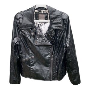 Spanner Faux Leather Moto Bikercore Studded Jacket Women’s Size XL